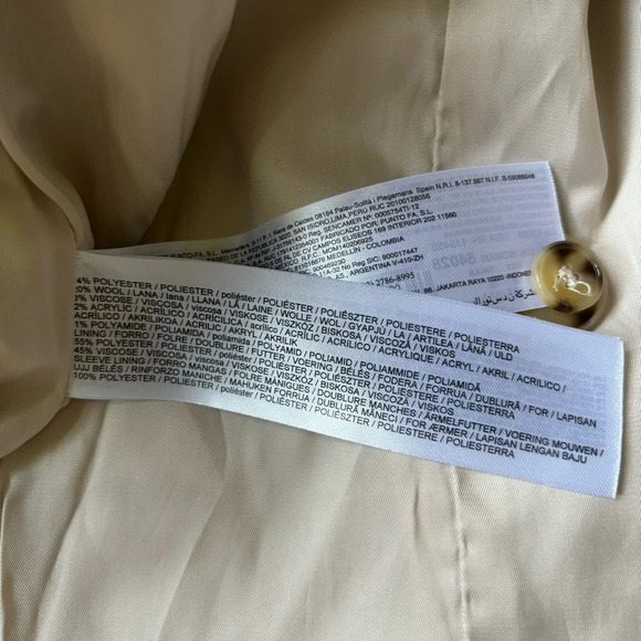 Mango Wool Blend Long Oversized Blazer Light Beige Oatmeal Size M Shoulder Pads - Picture 7 of 9